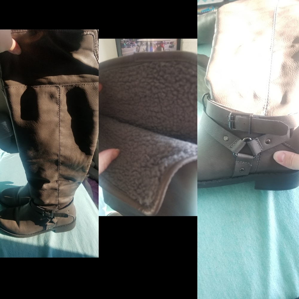 Over knee gray boots